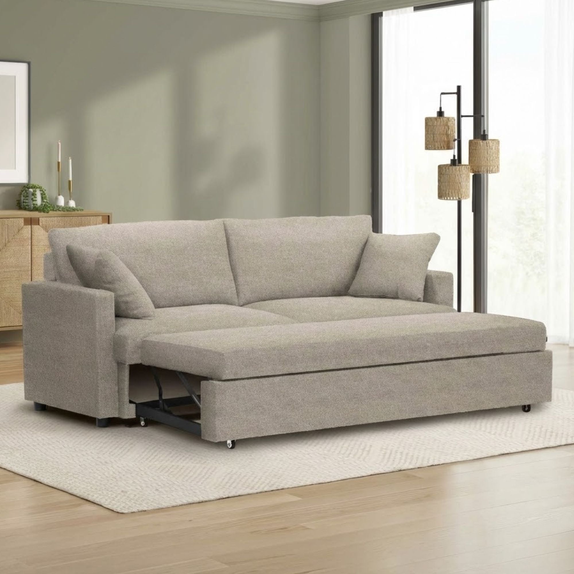 Sofa Sleeper Convertible Bed in Light Beige | CastleUp Experience Centre Online Furniture
