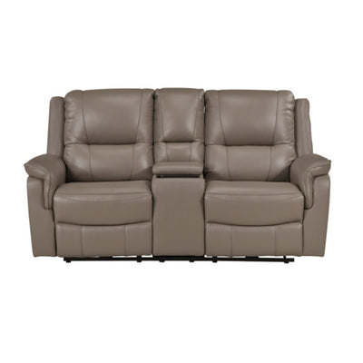 Haven Collection Power Leather Reclining Loveseat in Taupe