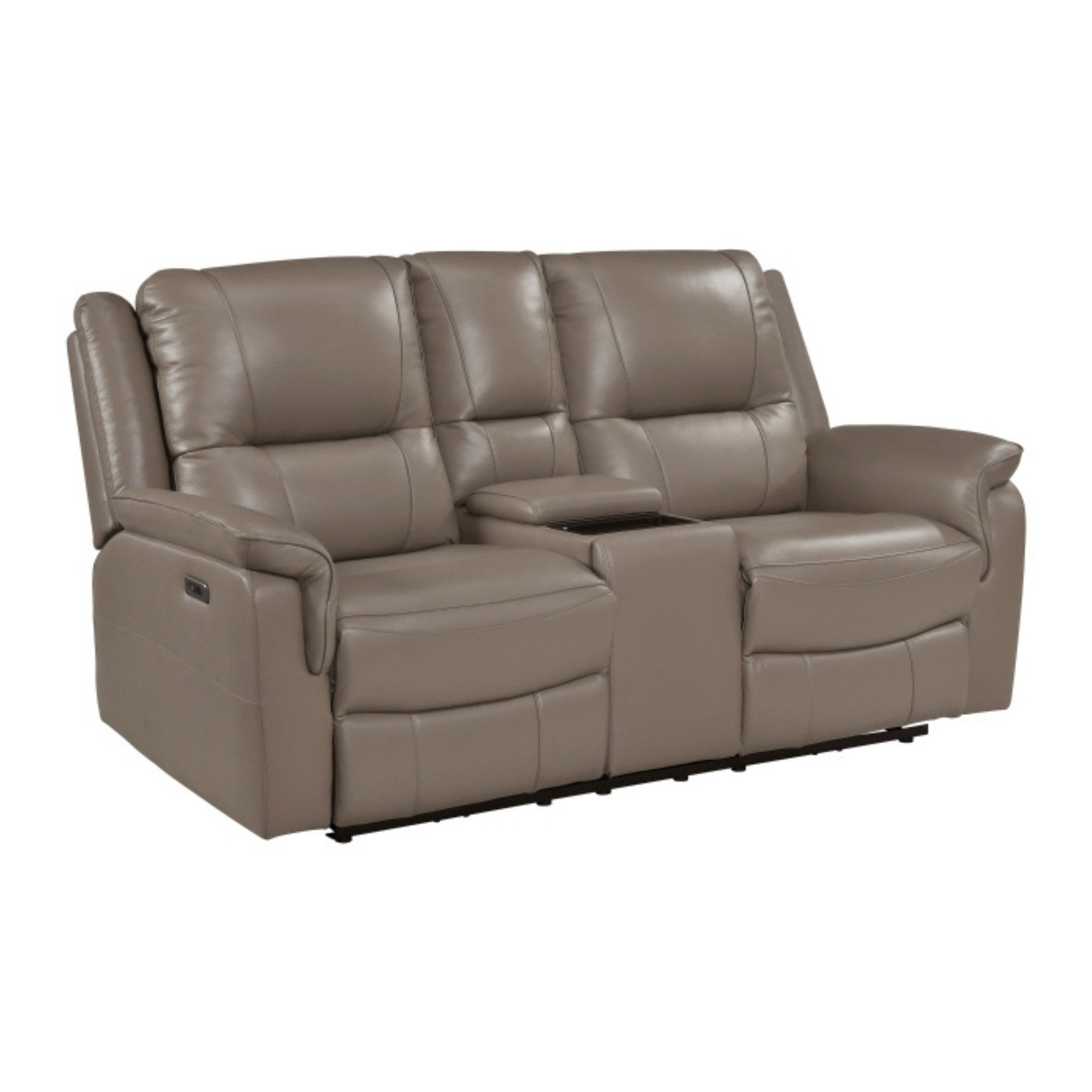 Haven Collection Power Leather Reclining Sofa Set in Taupe