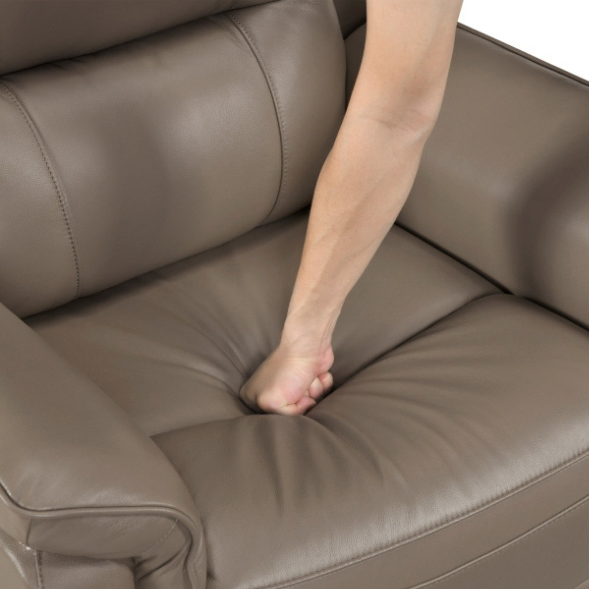 Haven Collection Power Leather Reclining Sofa in Taupe