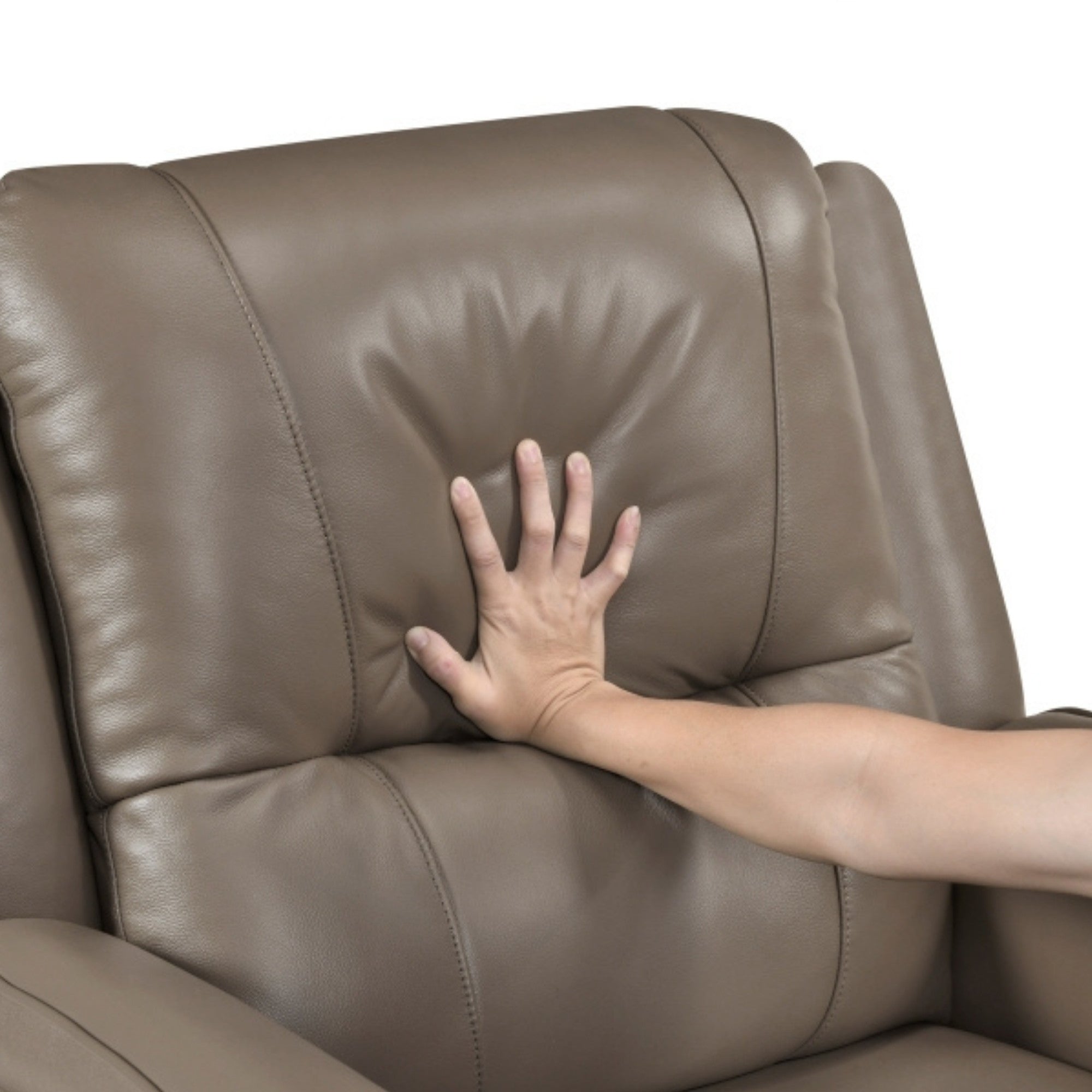 Haven Collection Power Leather Reclining Sofa Set in Taupe