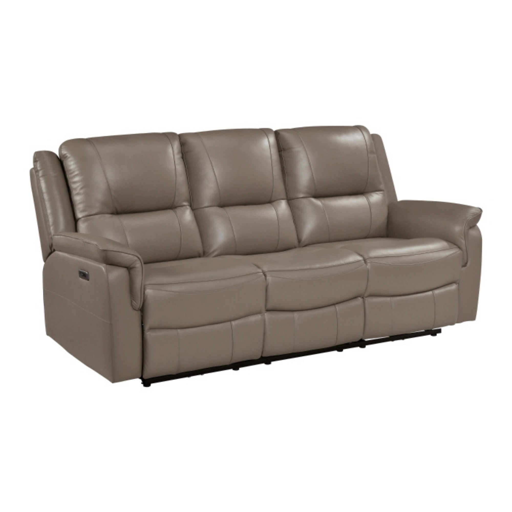 Haven Collection Power Leather Reclining Sofa Set in Taupe