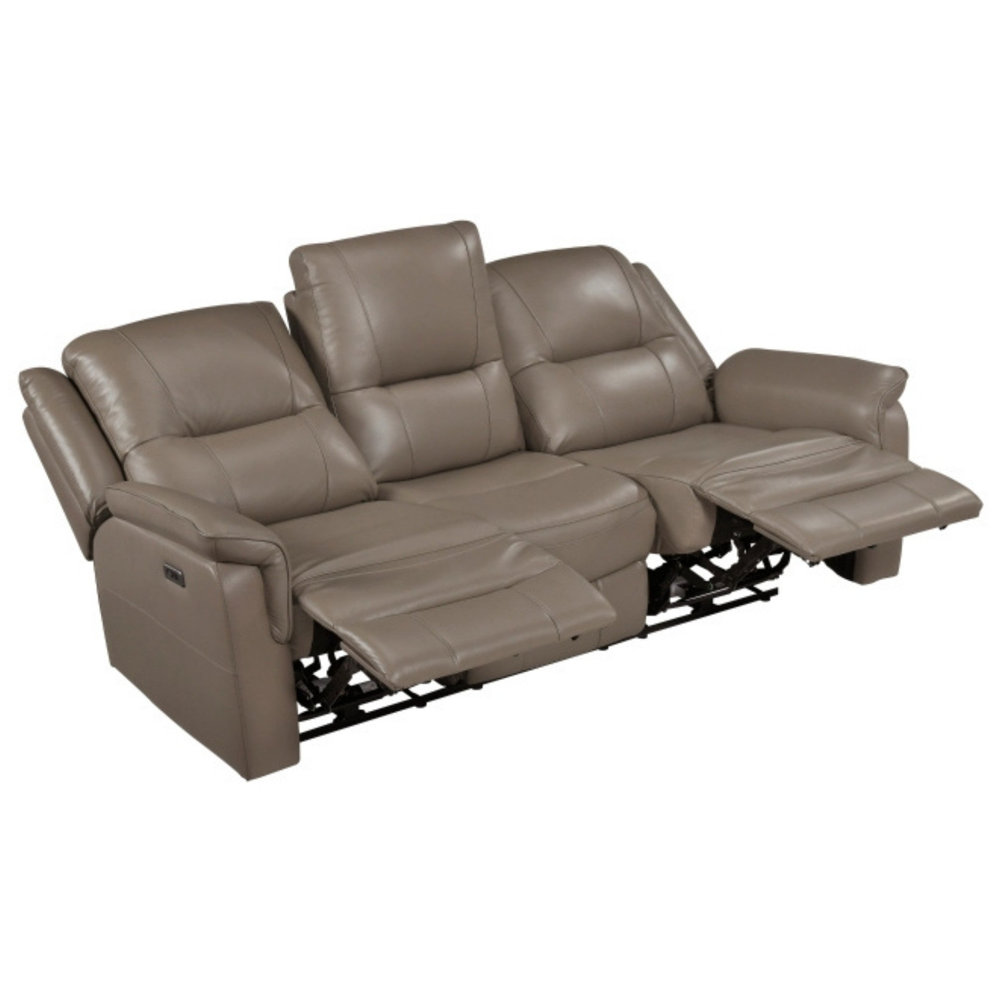 Haven Collection Power Leather Reclining Sofa Set in Taupe