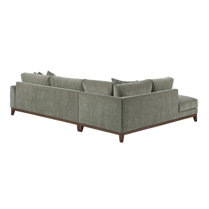 Green Chenille 2-Piece L-Shaped Sectional with Chaise