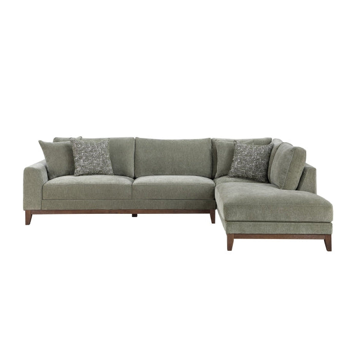Green Chenille 2-Piece L-Shaped Sectional with Chaise