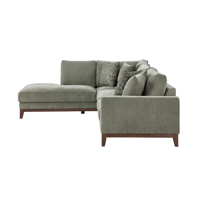 Green Chenille 2-Piece L-Shaped Sectional with Chaise
