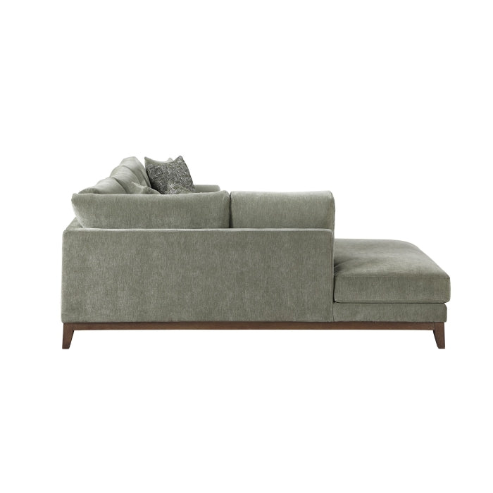Green Chenille 2-Piece L-Shaped Sectional with Chaise