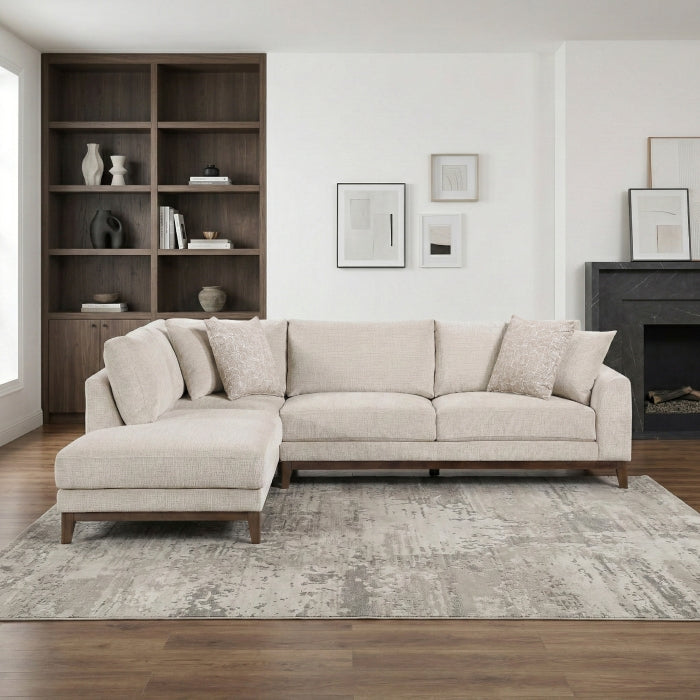 Taupe Chenille 2-Piece L-Shaped Sectional with Chaise