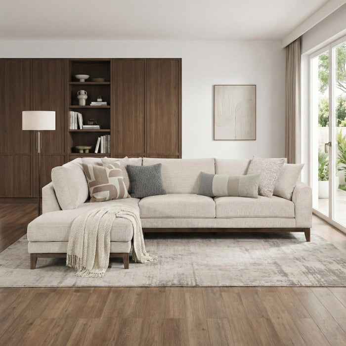 Taupe Chenille 2-Piece L-Shaped Sectional with Chaise