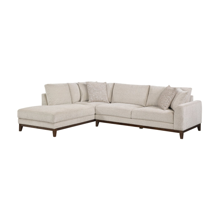 Taupe Chenille 2-Piece L-Shaped Sectional with Chaise