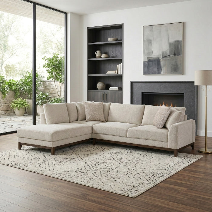 Taupe Chenille 2-Piece L-Shaped Sectional with Chaise