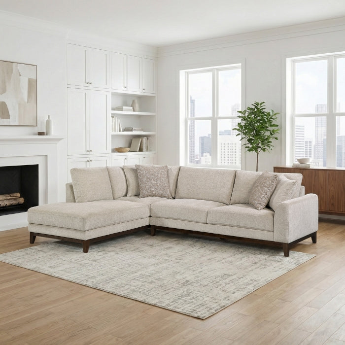 Taupe Chenille 2-Piece L-Shaped Sectional with Chaise