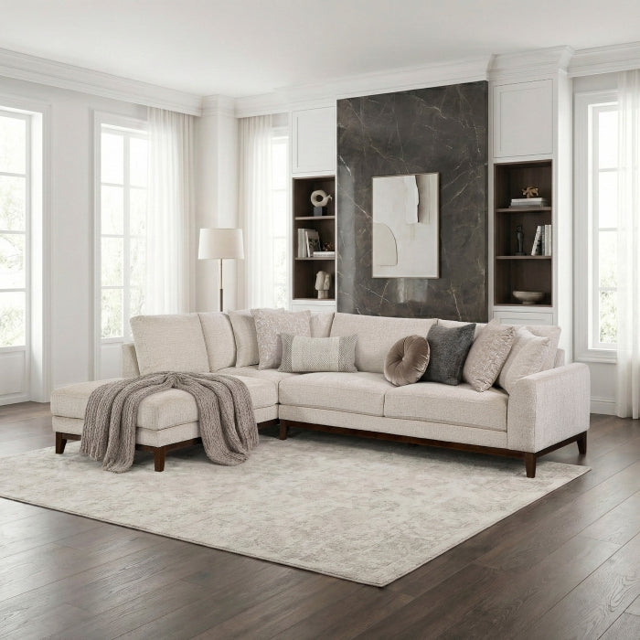 Taupe Chenille 2-Piece L-Shaped Sectional with Chaise