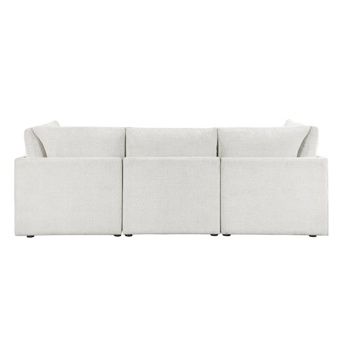 MAZ Haven 3-piece modular sofa in beige, showing the back view with soft fabric upholstery and modern design.