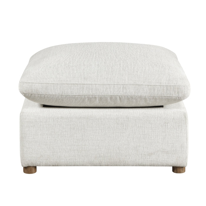 MAZ Haven 6-piece modular sectional sofa with two ottomans, front view showing beige fabric and modern design.