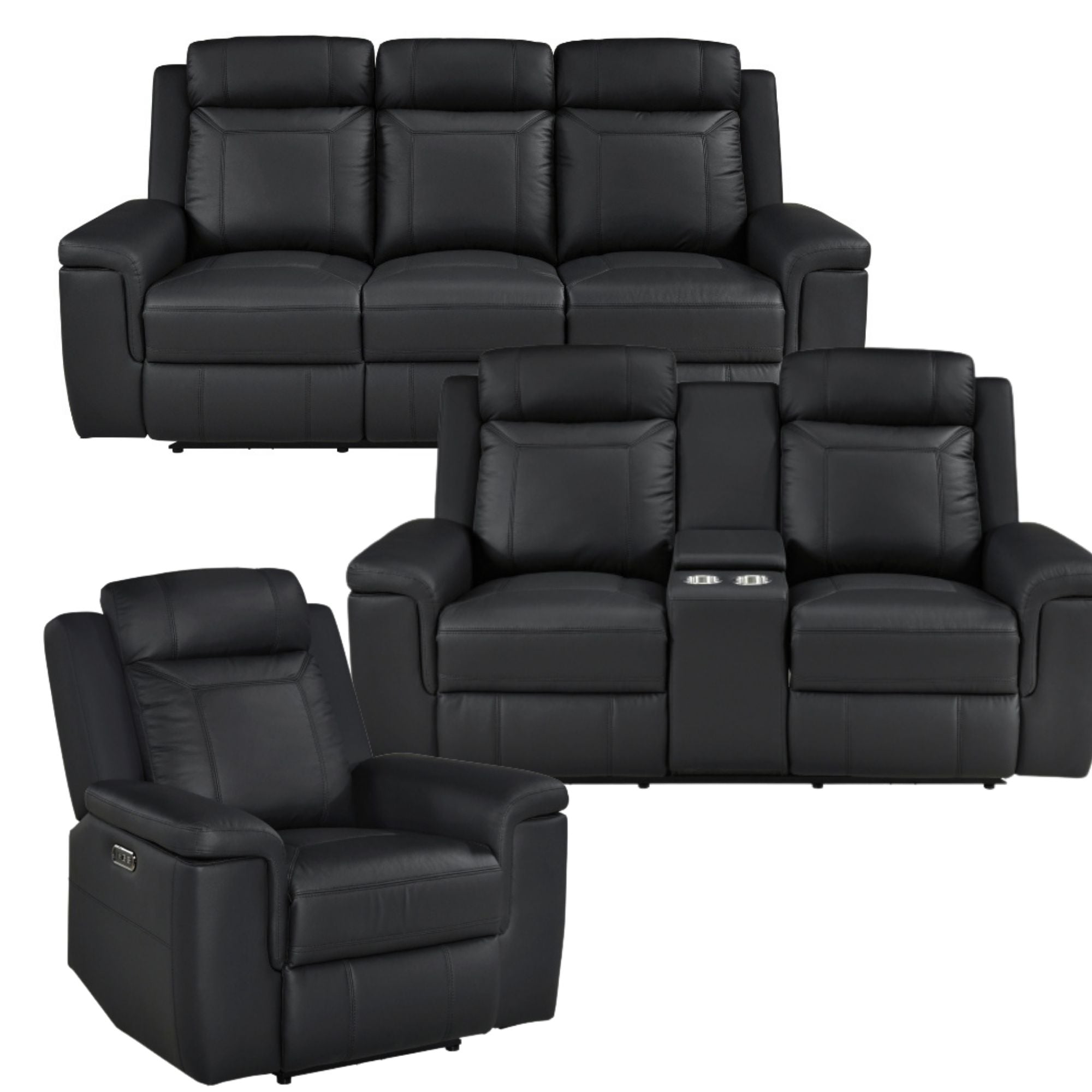 Ensemble de meubles inclinables Lancaster en chenille grise