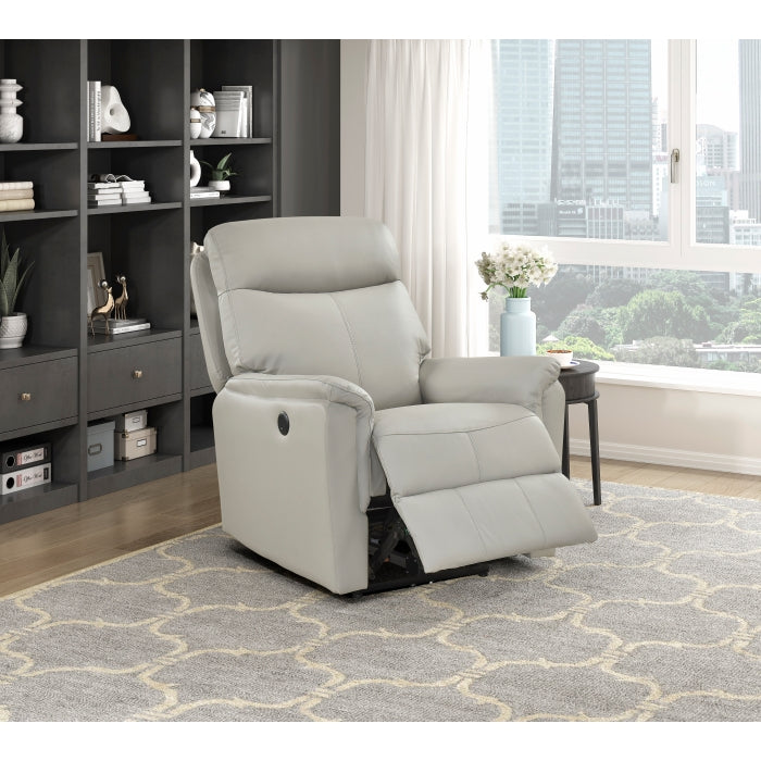 Leif Collection Power Recliner Chair in Light Grey
