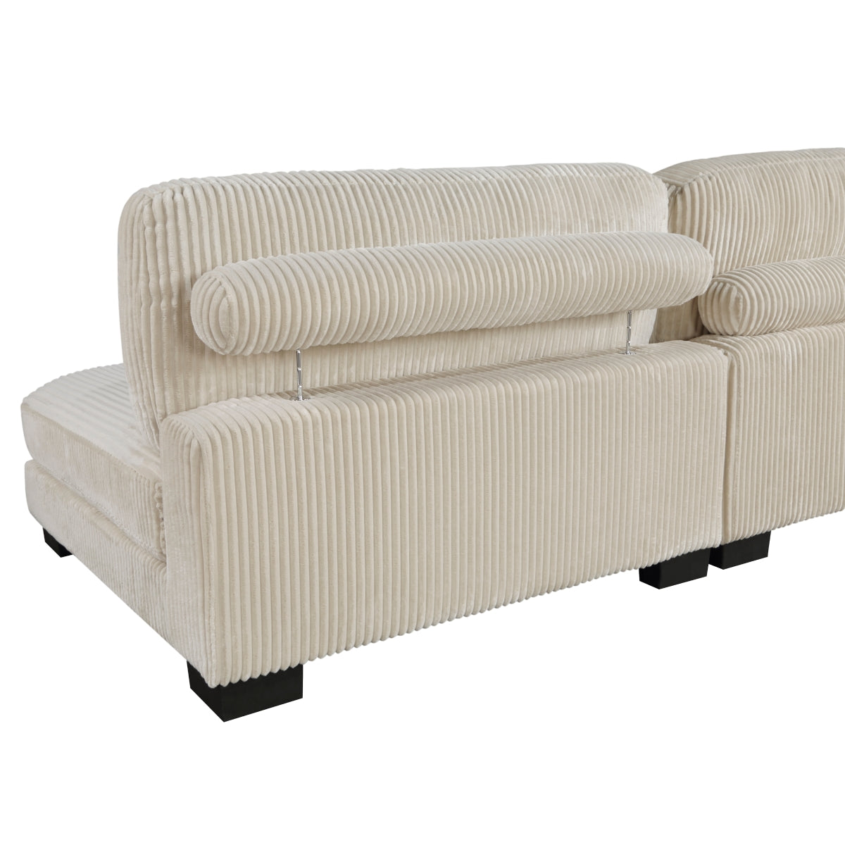 MAZ Traverse Collection beige 4-piece modular sectional sofa with reversible chaise, showcasing plush cushions and modern design.