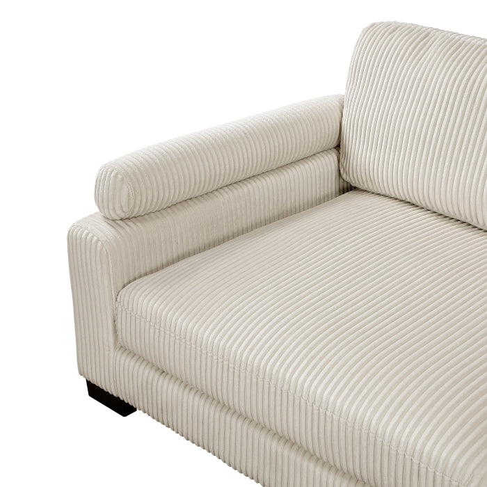 MAZ Traverse 4-piece beige modular sectional sofa with plush cushions and modern design, shown from a front angle.