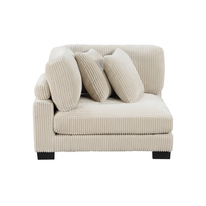 MAZ Traverse Collection 3-piece beige modular sectional sofa with reversible chaise, shown with plush upholstery and clean design.