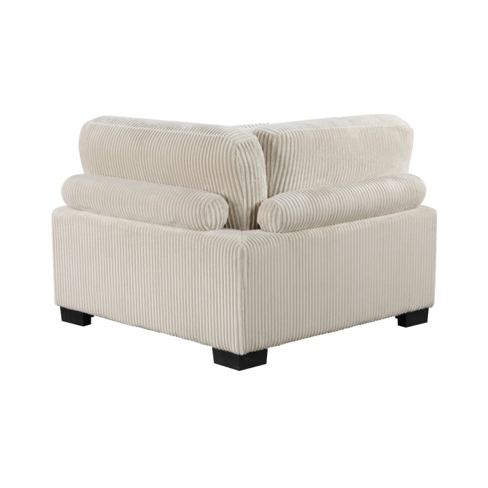 Maz Traverse Collection 3-piece beige modular sectional with reversible chaise, showcasing plush fabric and modern design.
