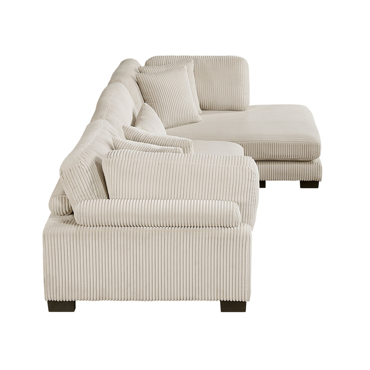 MAZ Traverse Collection beige 3-piece modular sectional sofa with reversible chaise, showcasing plush cushions and modern design.