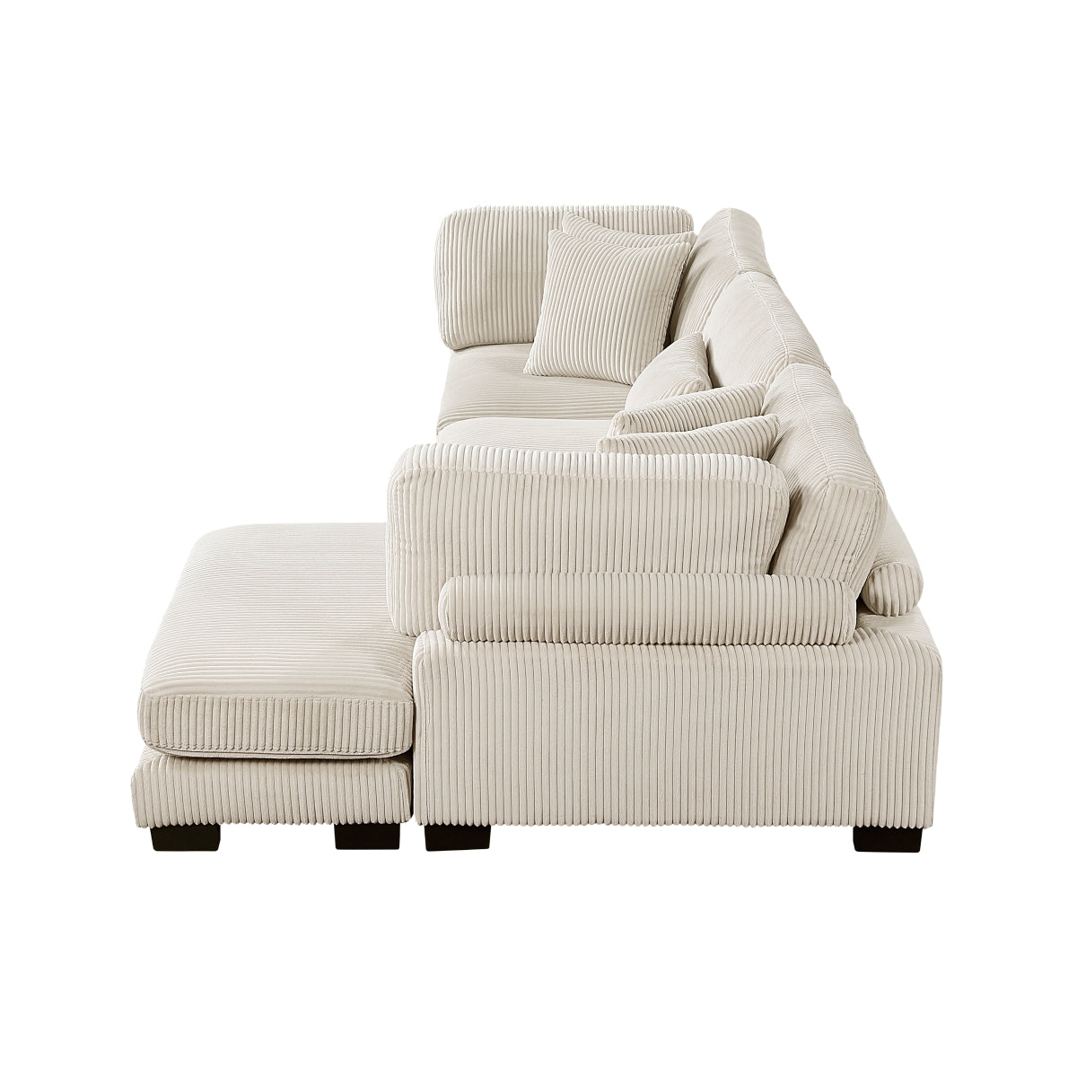 Beige MAZ Traverse Collection 3-piece modular sectional sofa with reversible chaise, stylish and comfortable living room furniture.