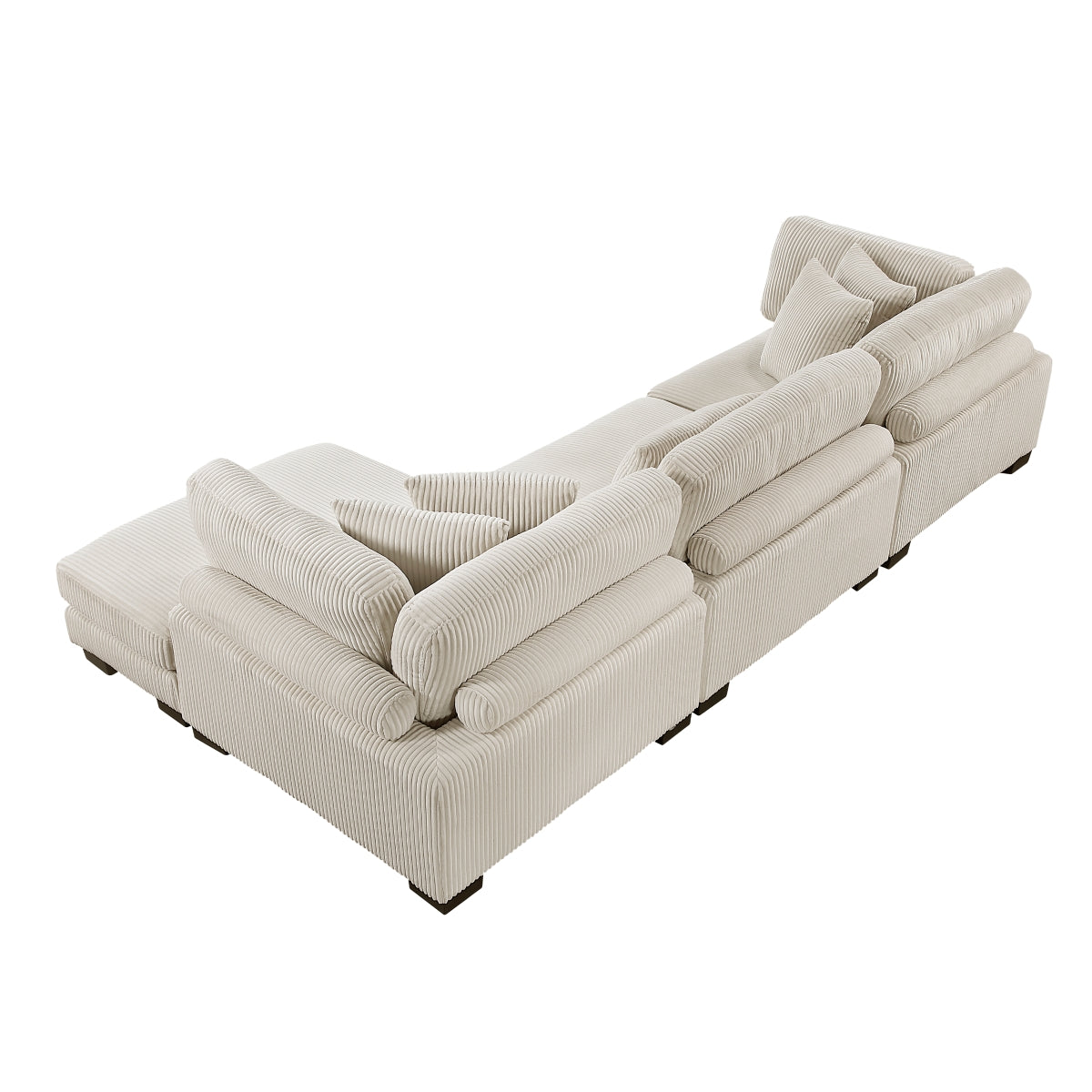 Beige MAZ Traverse Collection 3-piece modular sectional sofa with reversible chaise, stylish and comfortable living room furniture.