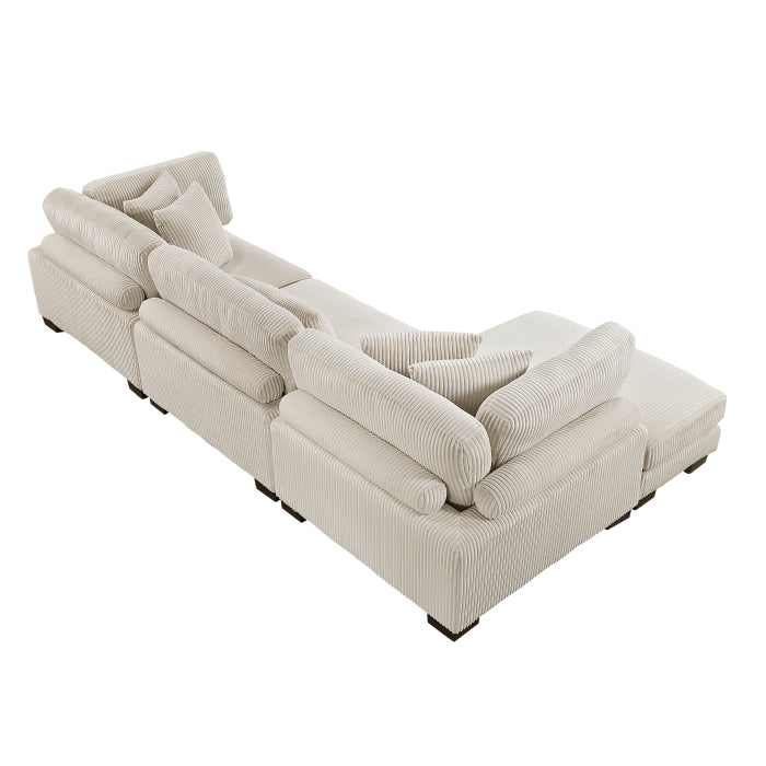 MAZ Traverse Collection 3-piece beige modular sectional with reversible chaise, showcasing plush fabric and modern design.