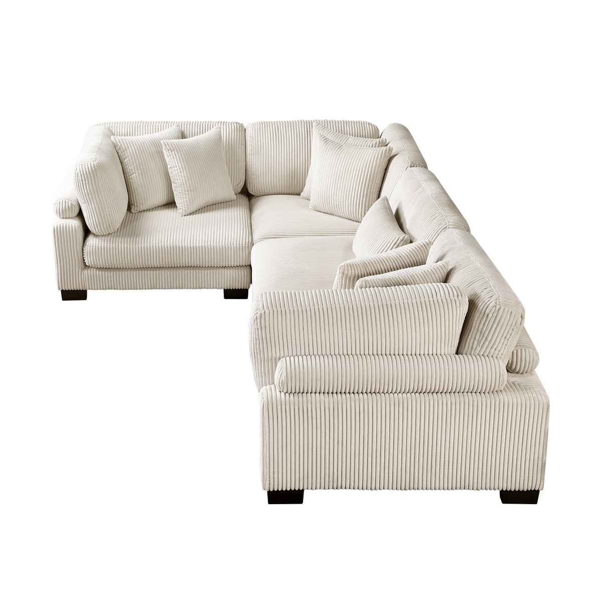 MAZ Traverse 4-piece beige modular sectional sofa with plush cushions and modern design, perfect for living room seating.