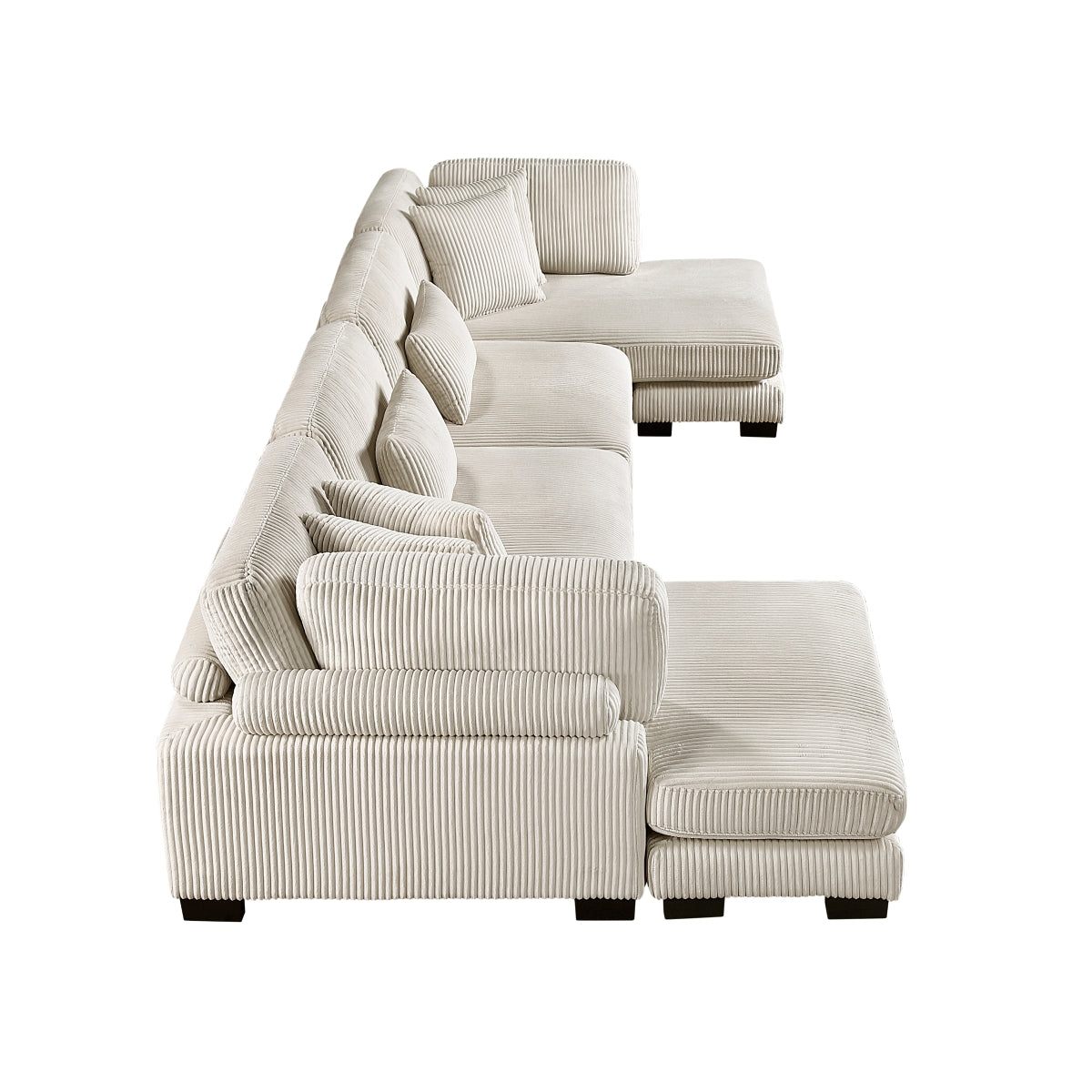 MAZ Traverse Collection beige 4-piece modular sectional sofa with reversible chaise, featuring plush cushions and modern design.