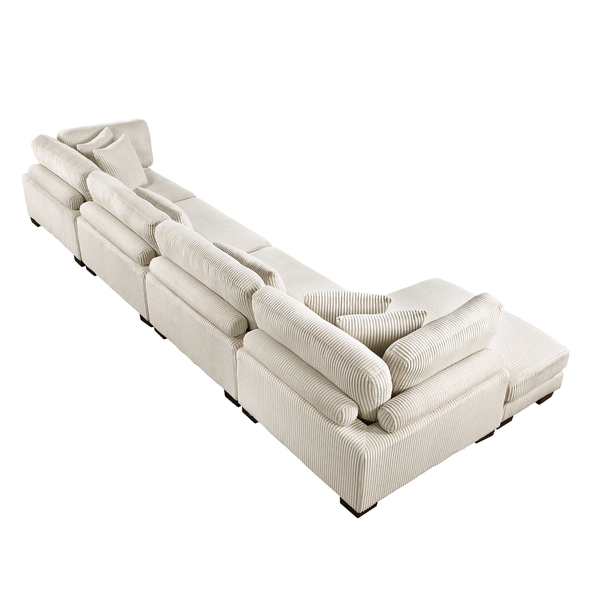 MAZ Traverse Collection beige 4-piece modular sectional sofa with reversible chaise, featuring plush cushions and modern design.