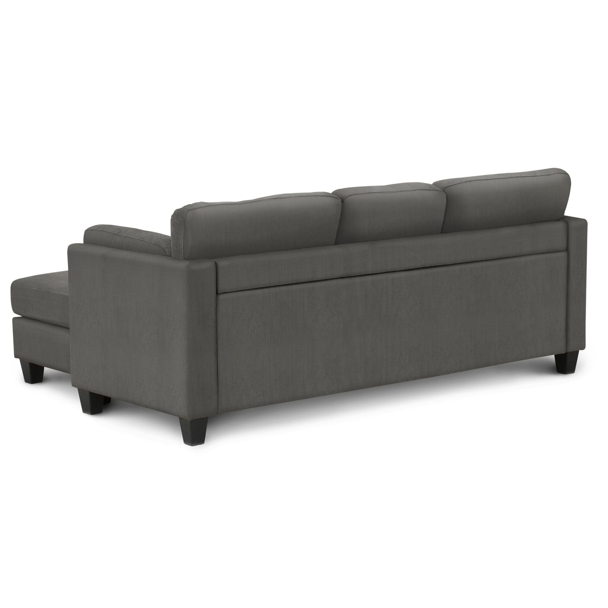 Grey Monarch Specialties Harper reversible chaise sectional sofa with plush cushions and modern design, shown in a living room setting.