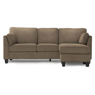 Brown Monarch Specialties Harper reversible chaise sectional sofa with plush cushions and modern design in a living room setting.