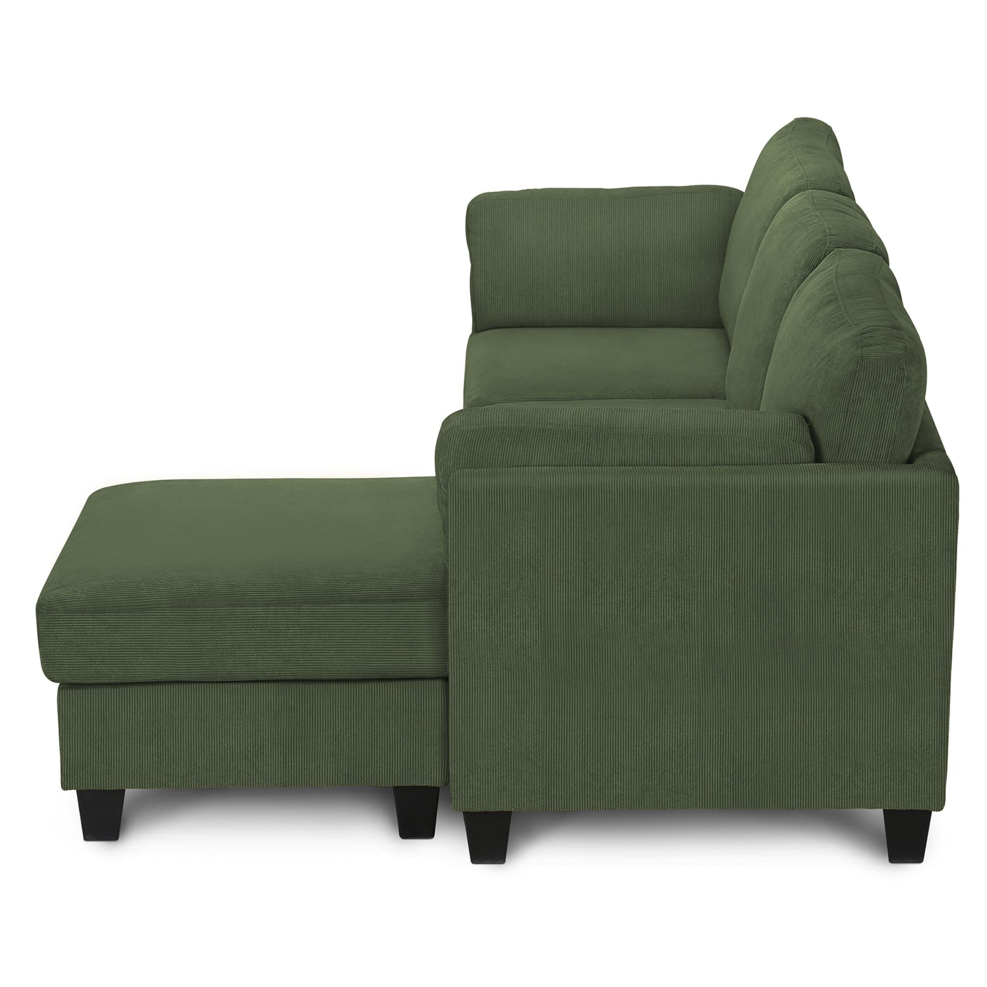 Olive green Monarch Specialties Harper reversible chaise sectional sofa with cushioned seats and modern design.