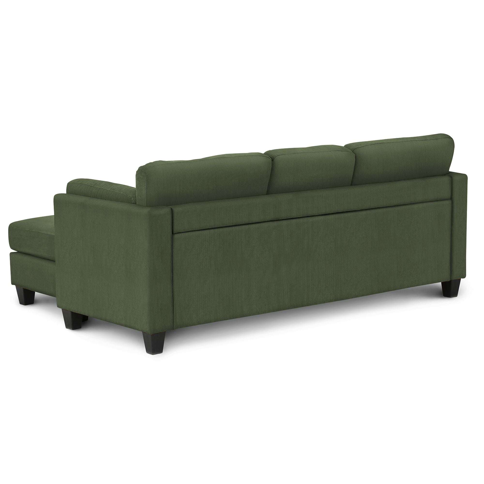 Olive green Harper reversible chaise sectional sofa by Monarch Specialties, featuring plush cushions and modern design.
