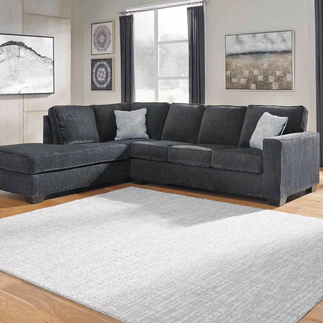 Ashley Altari 2 Piece LFH Chaise Sectional in Slate.