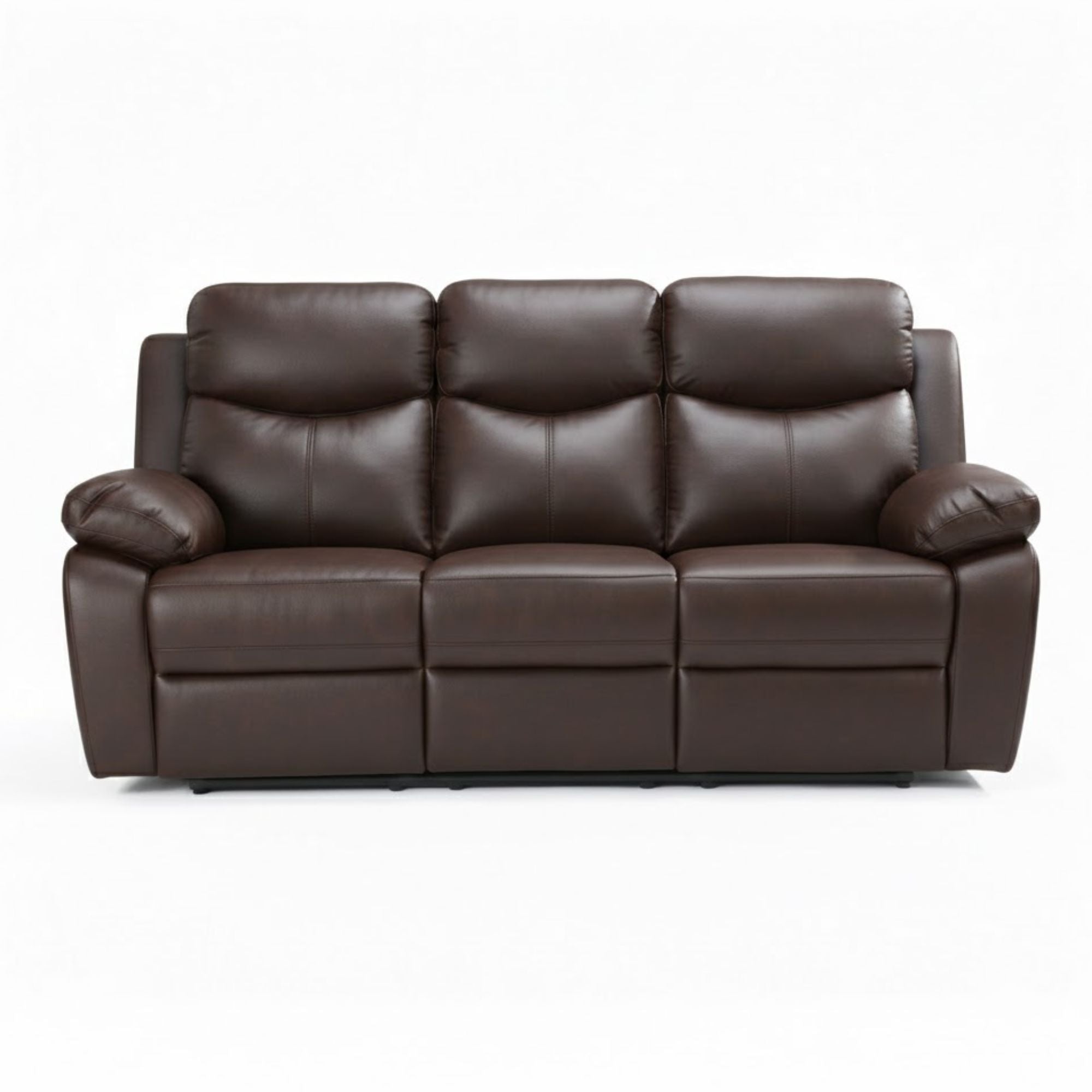 Iff Axton Luxe leather power recliner sofa set in chocolate with plush cushions and sleek design, perfect for a modern living room.
