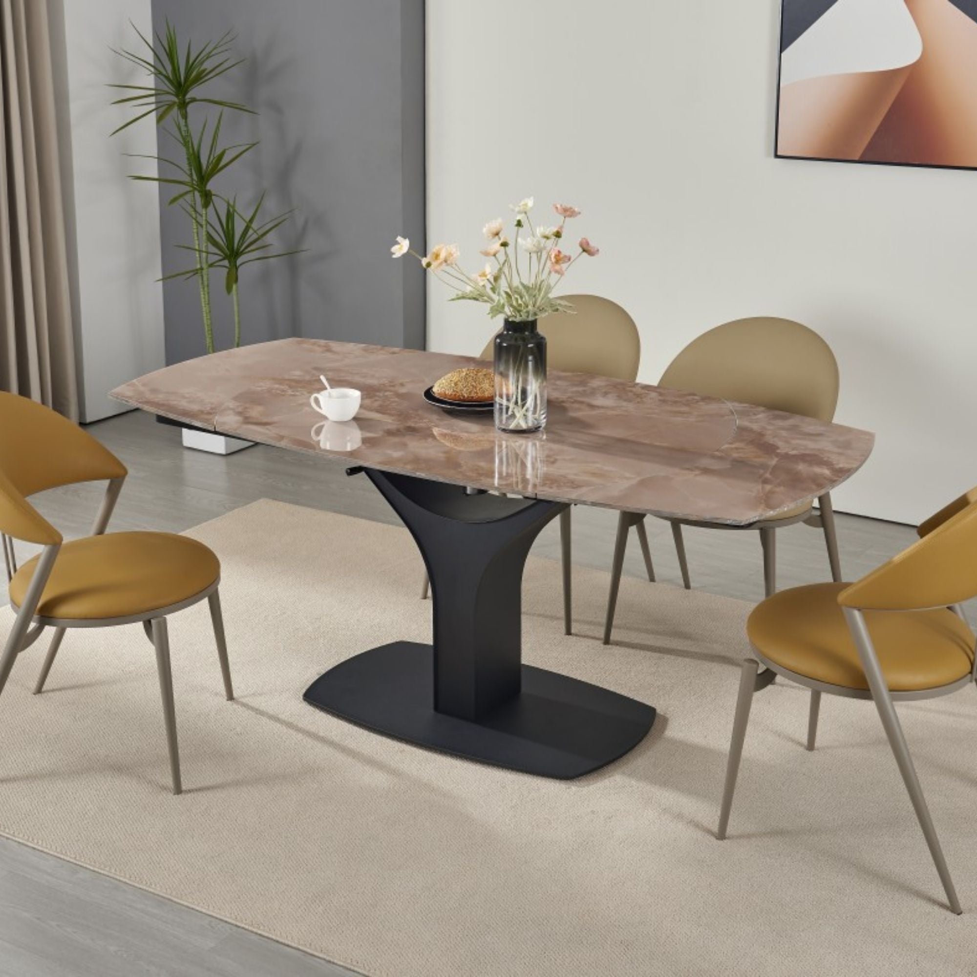 Imani Sintered Stone Top EXT. Dining Table in Agate Grown | CastleUp Experience Centre Online Furniture