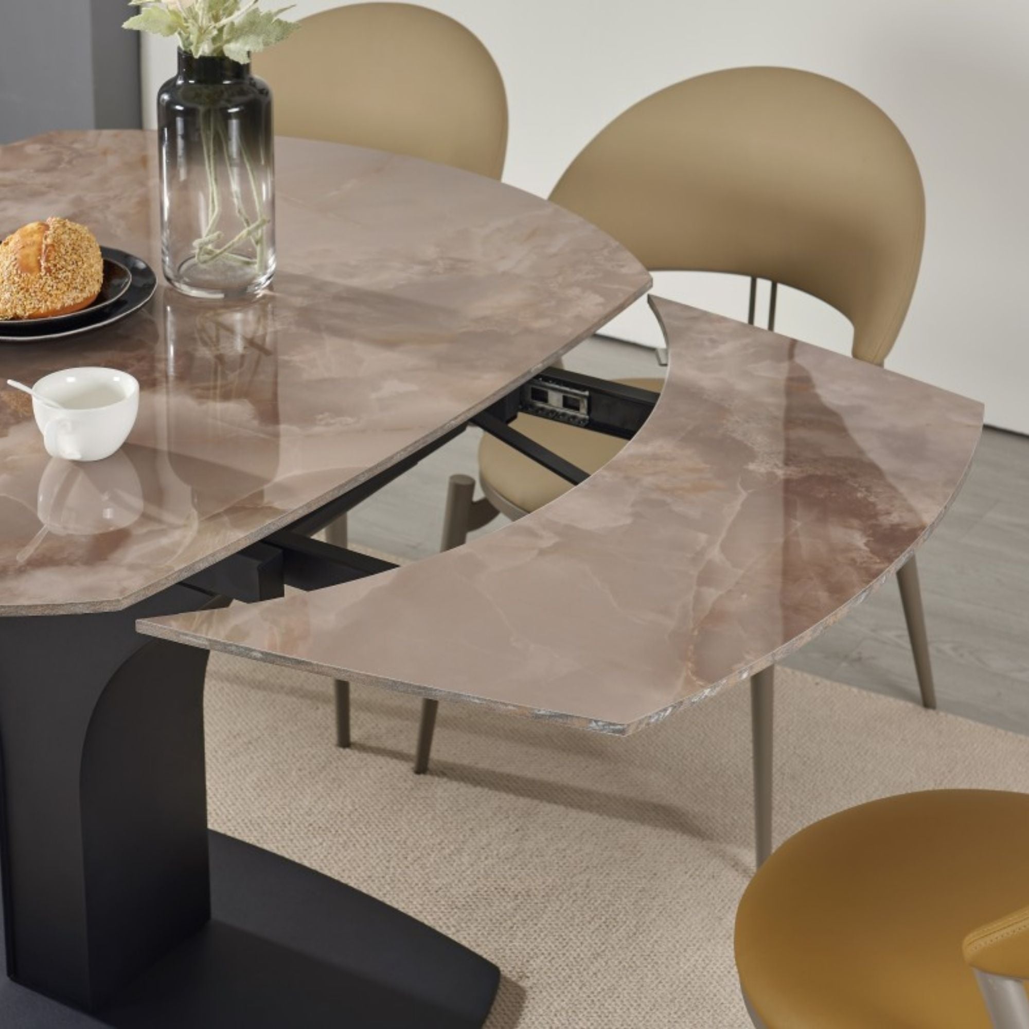 Imani Sintered Stone Top EXT. Dining Table in Agate Grown | CastleUp Experience Centre Online Furniture