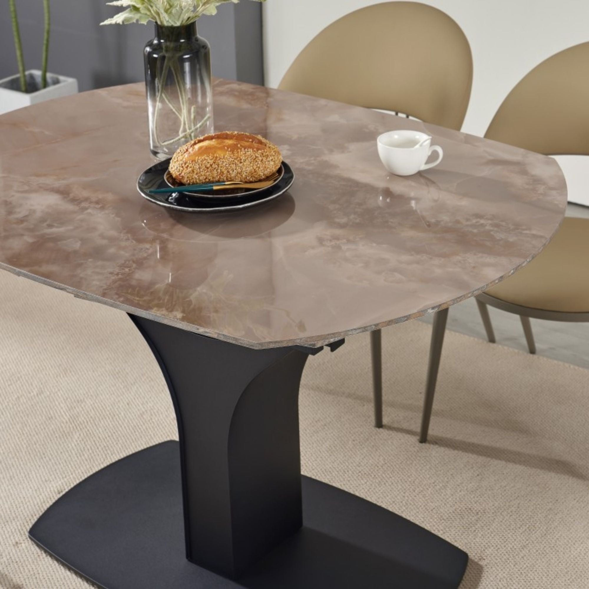 Imani Sintered Stone Top EXT. Dining Table in Agate Grown | CastleUp Experience Centre Online Furniture
