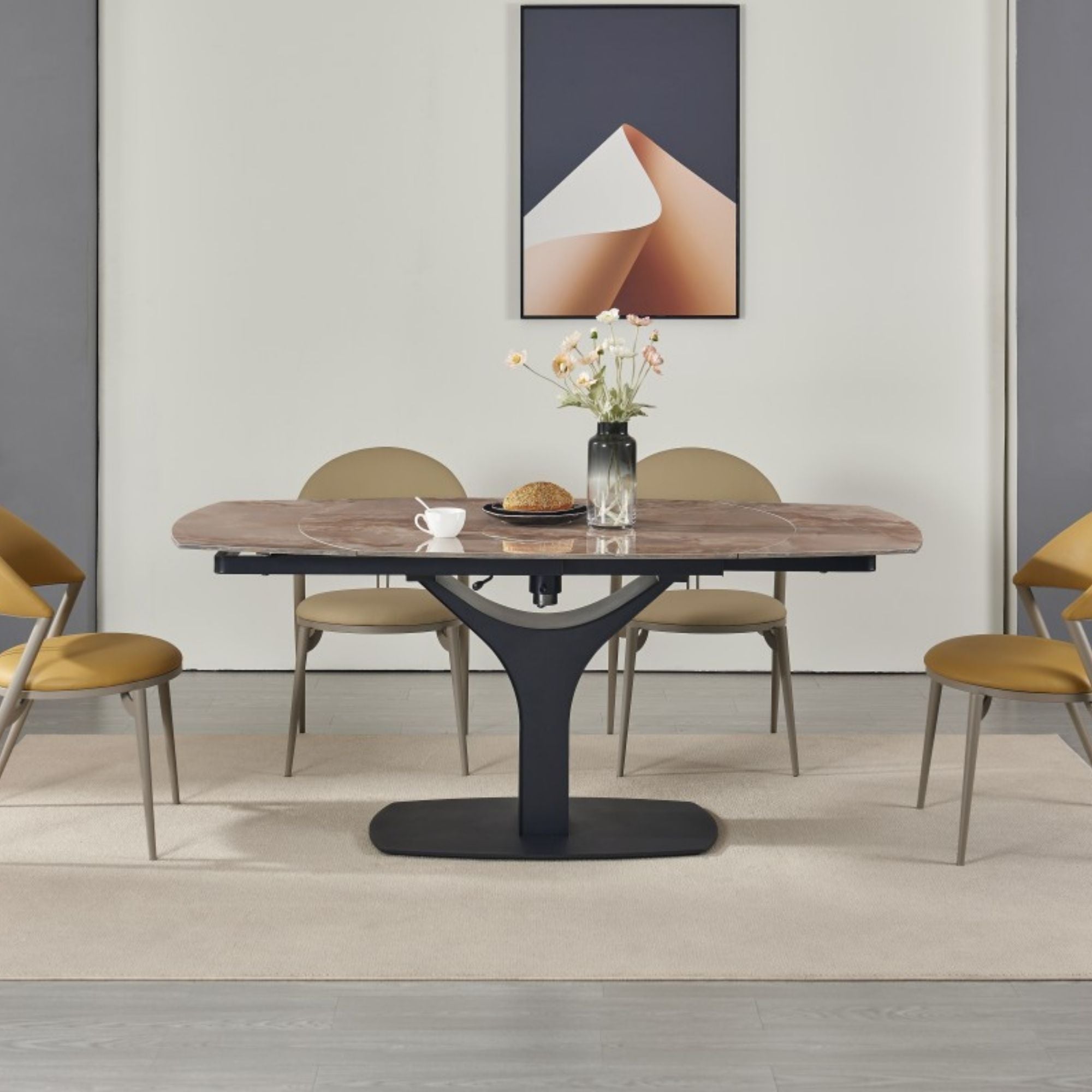 Imani Sintered Stone Top EXT. Dining Table in Agate Grown | CastleUp Experience Centre Online Furniture