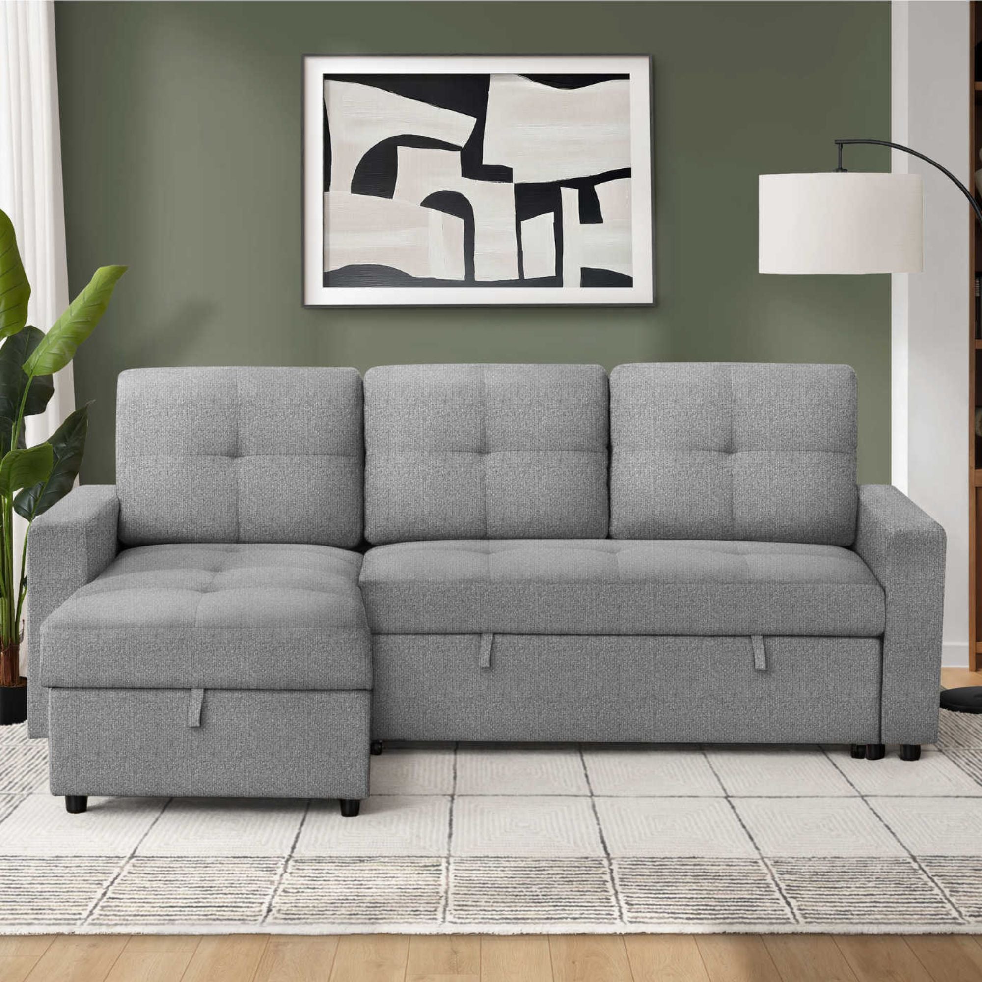 Sofa Sleeper with Reversable Storage Lounger Light Grey | CastleUp Experience Centre Online Furniture