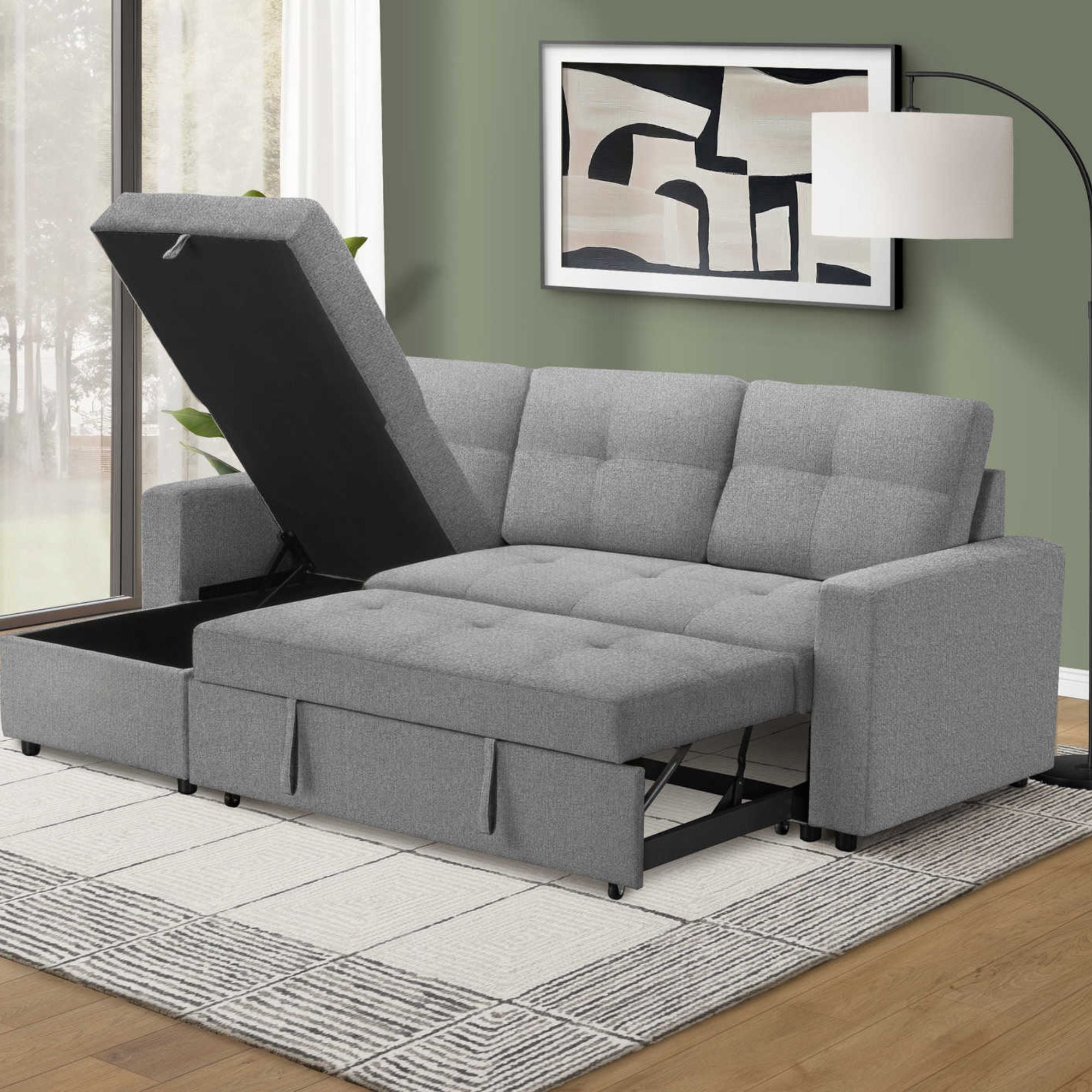 Sofa Sleeper with Reversable Storage Lounger Light Grey | CastleUp Experience Centre Online Furniture
