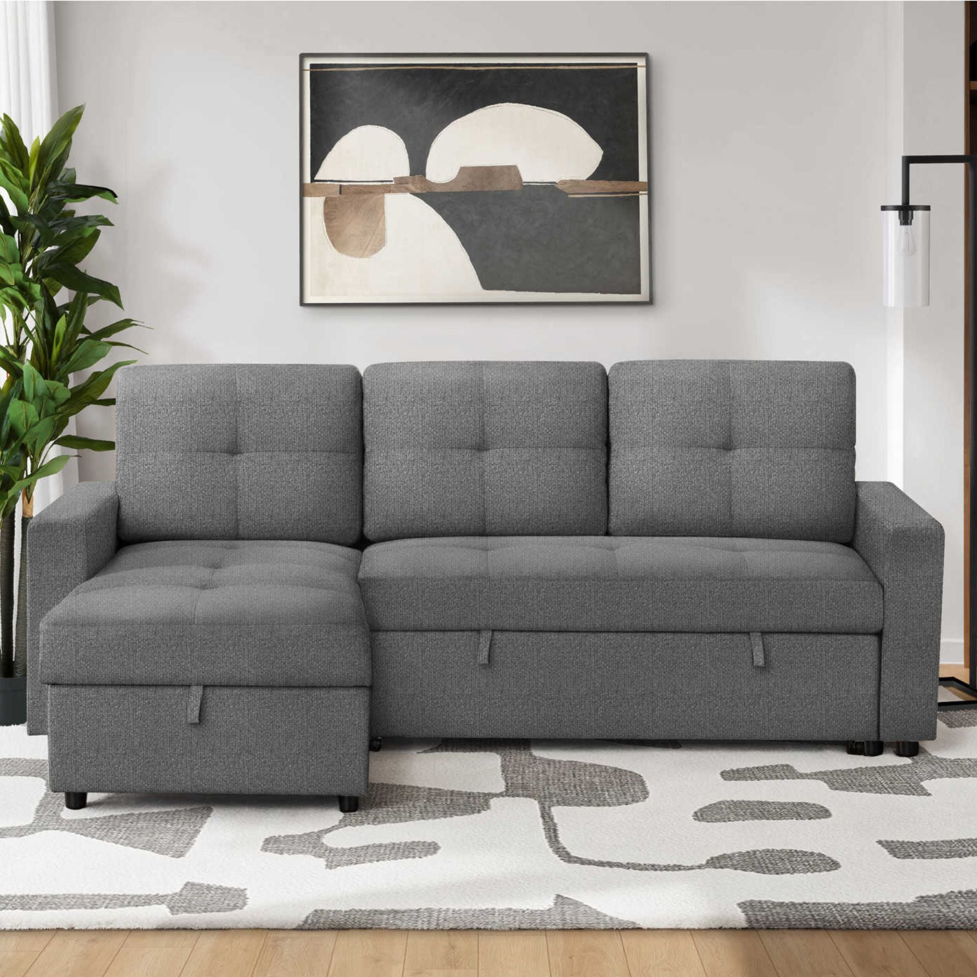 Sofa Sleeper with Reversable Storage Lounger Grey | CastleUp Experience Centre Online Furniture