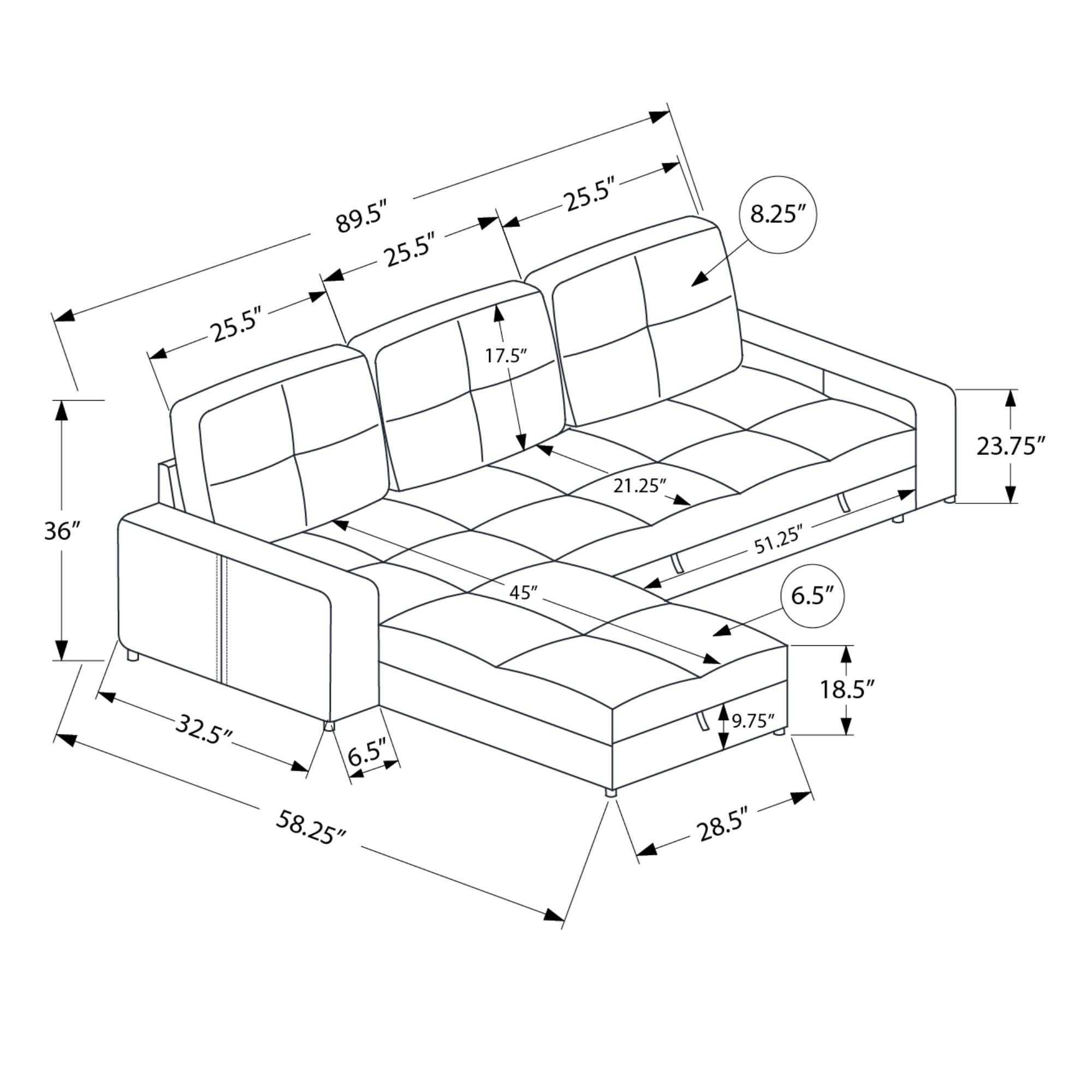 Sofa Sleeper with reversable Storge Lounger in Light Brown | CastleUp Experience Centre Online Furniture