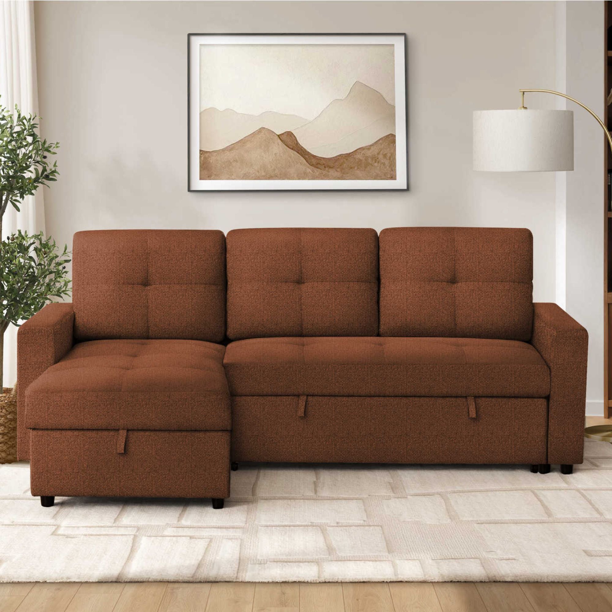 Sofa Sleeper with Reversable Storage Lounger Rust | CastleUp Experience Centre Online Furniture