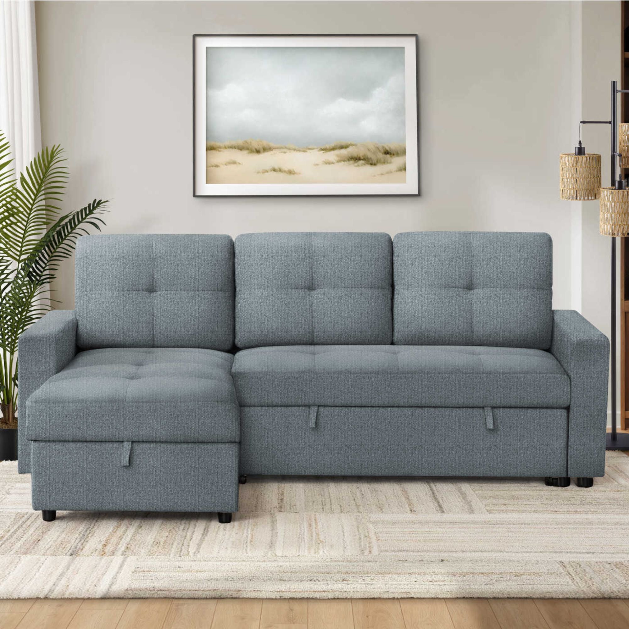 Sofa Sleeper with Reversable Storage Lounger in Blue/Grey | CastleUp Experience Centre Online Furniture