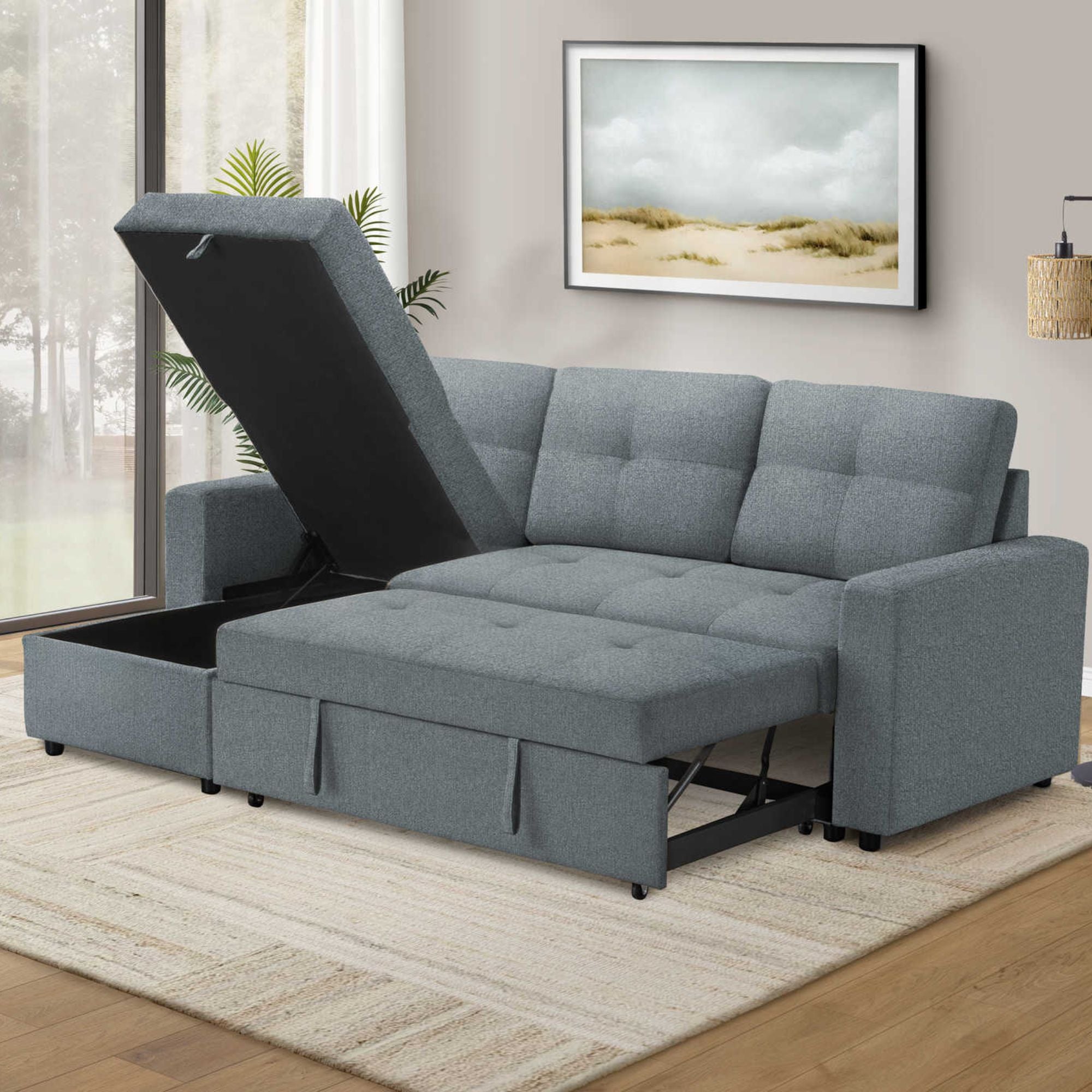 Sofa Sleeper with Reversable Storage Lounger in Blue/Grey | CastleUp Experience Centre Online Furniture