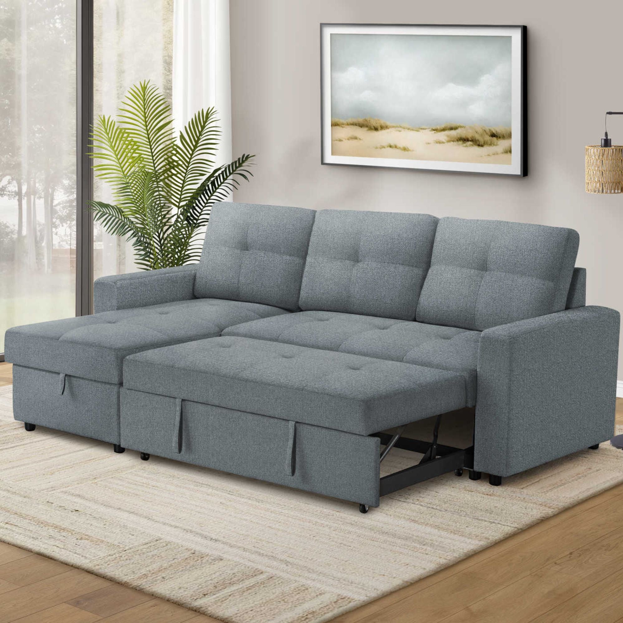 Sofa Sleeper with Reversable Storage Lounger in Blue/Grey | CastleUp Experience Centre Online Furniture